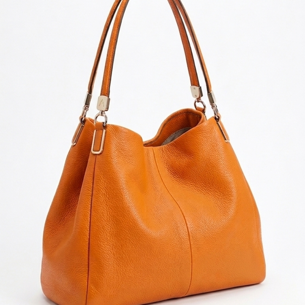 Coach Madison Small Phoebe Orange Pebbled Leather Shoulder Bag